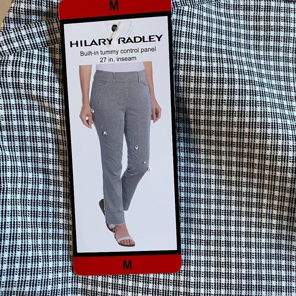 Hilary Radley Pull-On Ankle Pant, Slim, Pockets, Gray/White/Black, Medium, NWT - Picture 4 of 16
